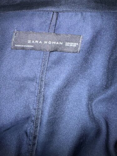 ZARA Trench Coat Woman Flowing Navy Blue Zip XS Small gyuh - Picture 3 of 14