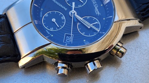 Raro Orologio Uomo St Dupont Cronografo Acciaio Quarzo - Foto 4 di 7