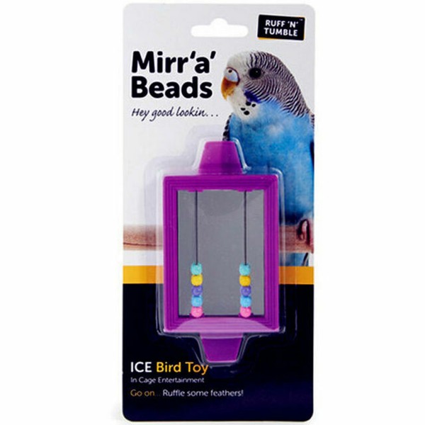 Budgie Toy Mirror With Beads Boredom Break Great Fun Ruff N Tumble