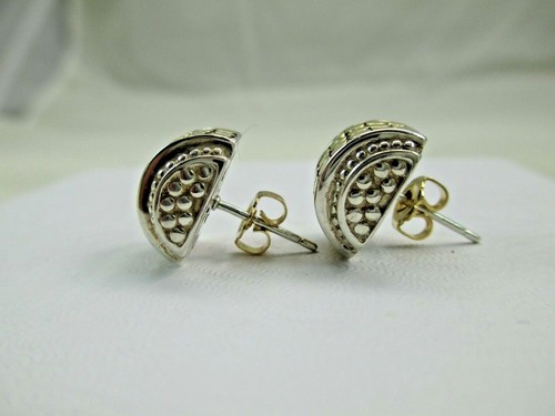 John Hardy Punkte 18K Gelbgold Sterlingsilber Ohrringe 14K Backs 036TB - Bild 5 von 12