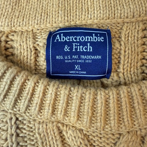 Abercrombie & Fitch Womens Cable Knit Sweater XL Gold Yellow Chunky Fisherman - Picture 7 of 12