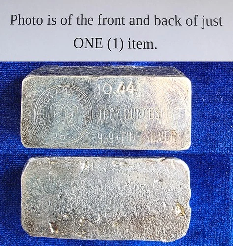 Vintage Hoffman And Hoffman 10.44 Troy Oz 999 Fine Silver Hand Poured Loaf Bar