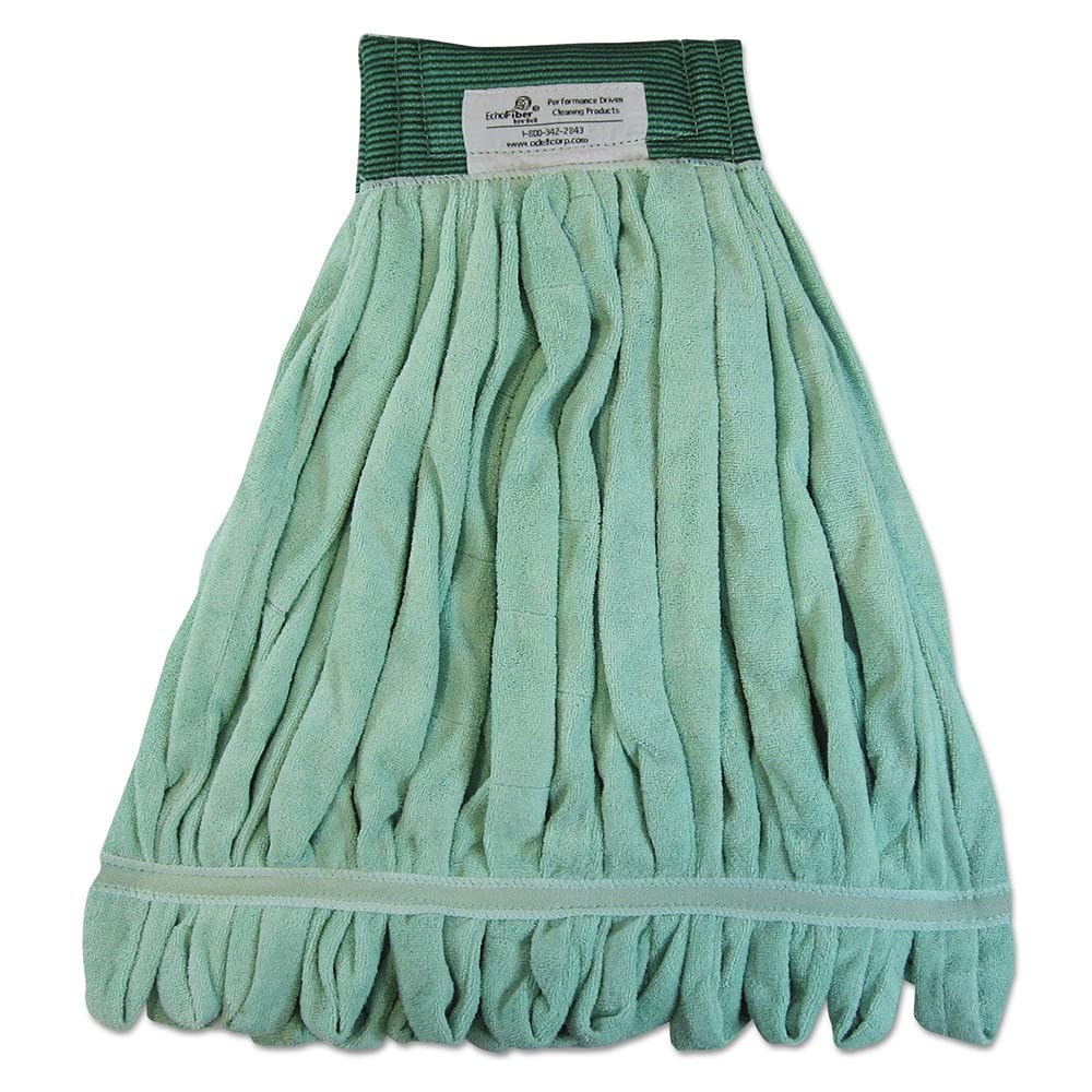Microfiber Looped-End Wet Mop Heads, Medium, Green, 12/Carton