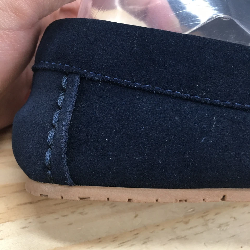 Zapatillas Lands End para mujer 5 informales sin cordones forrados mocasines planos azul gamuza Foto 4 de 4