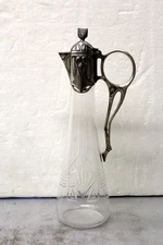 Art Nouveau Jugendstil WMF liqueur bottle, silver plate & glass, German c.1905