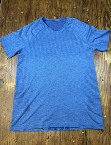 Lululemon blaues Start Where You Are Metal Vent Performance T-Shirt für Herren Größe M