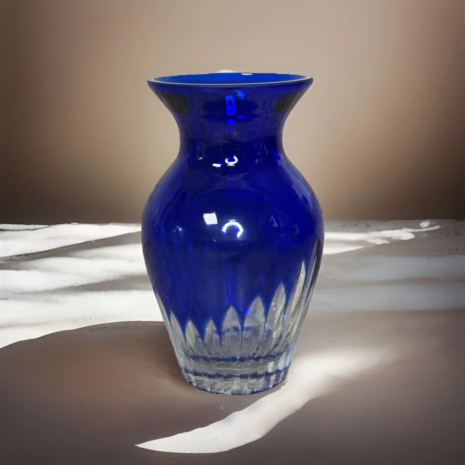 "Florero vintage de cristal azul cobalto de 5"" de alto" Foto 2 de 4