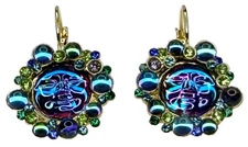 Kirks Folly SEAVIEW WATER MOON BUBBLICIOUS LEVERBACK EARRINGS goldtone