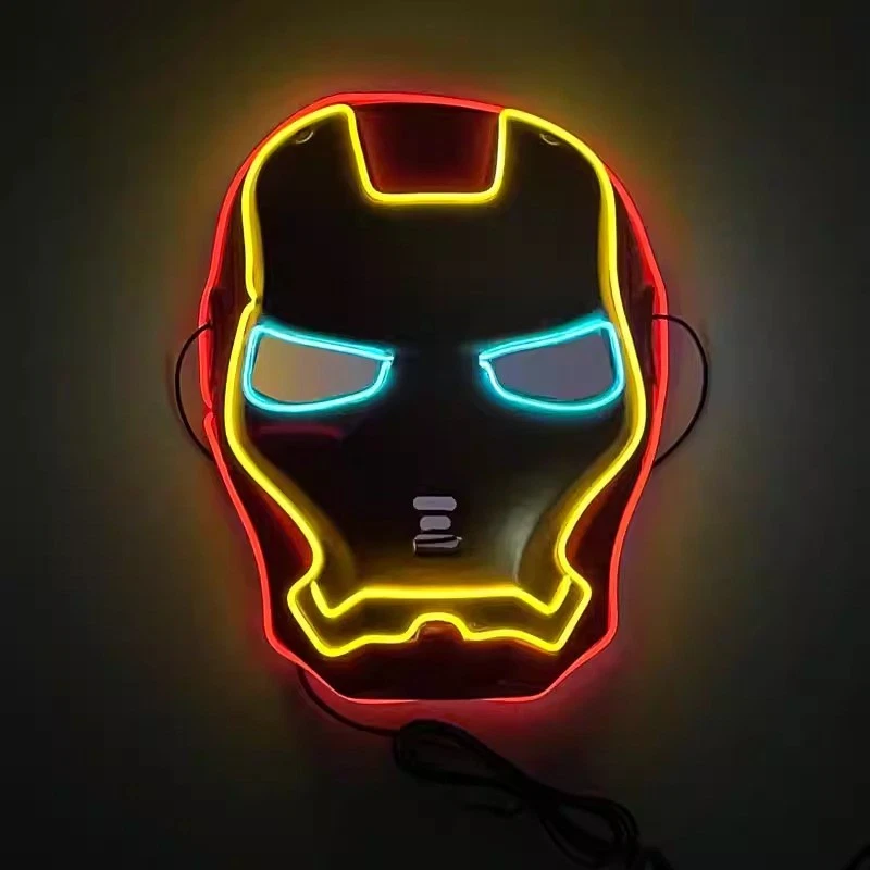 Spider - Man Iron Hulk Light - up Mask Halloween LED Glowing Toys Cosplay Gift - Image 3 of 4