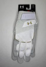 Under Armour UA Harper Baseball Softball Batting Gloves - White - Men’s XL