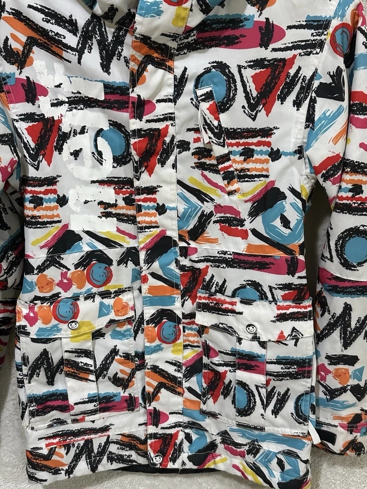 Neff Hombre Pequeña Ropa Exterior Snowboard Invierno Chaqueta Abstracta Multicolor Esquí Foto 3 de 4