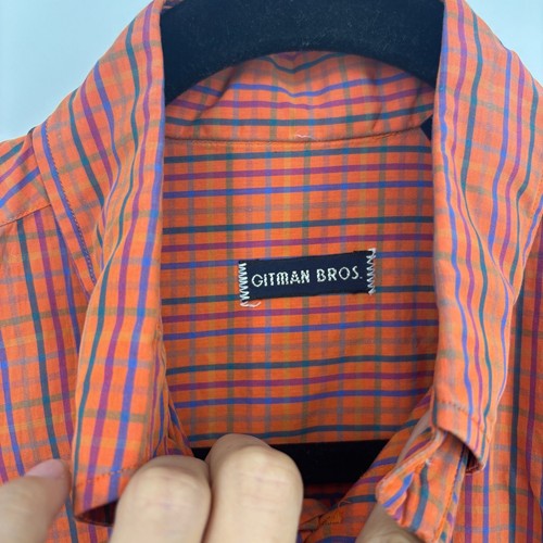 Vintage Gitman Bros button shirt men’s small orange 100% cotton short sleeve - Picture 3 of 8