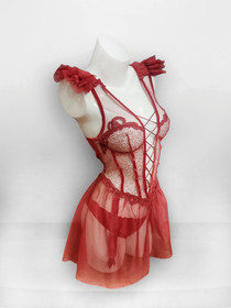 La Perla Marchesa Silk Lace-Up Babydoll Slip & Panty Set BNWT