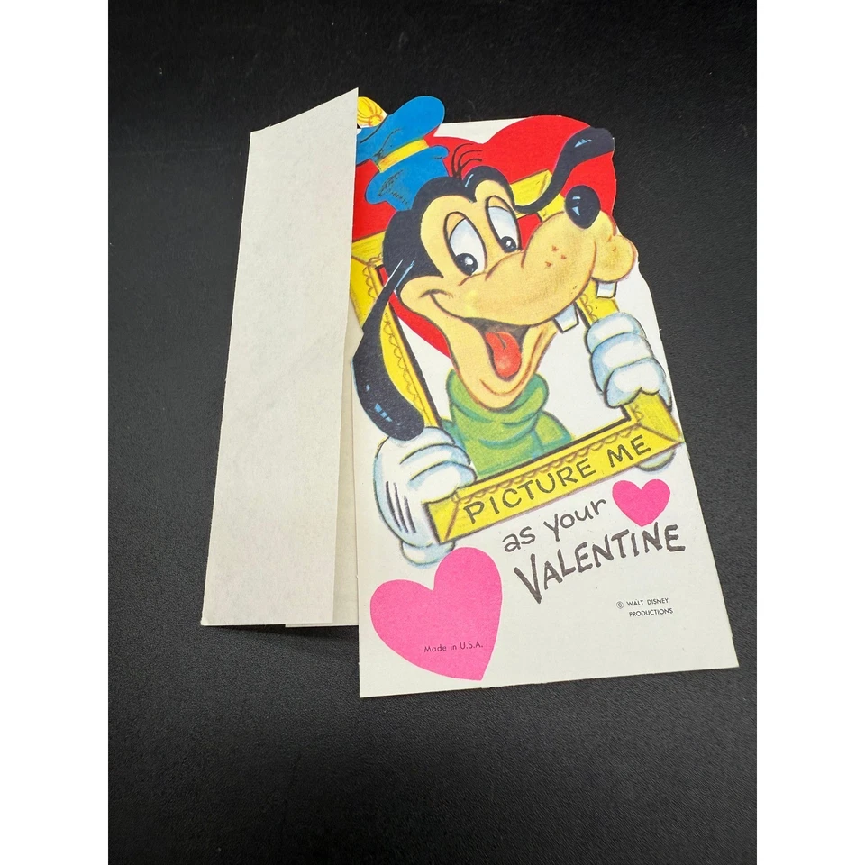 De colección Walt Disney Tarjeta de San Valentín Goofy Marco Tema Años 60 con Sobre Foto 3 de 4