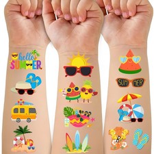 50 PCS Summer Pool Beach Party Favors Temporary Tattoos for Kids