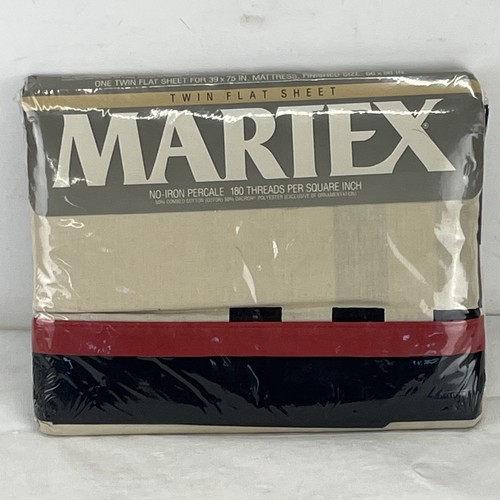 VTG Martex Trio neutral Bed Sheet Full Flat Sheet Black & Red & Black New - Picture 1 of 9