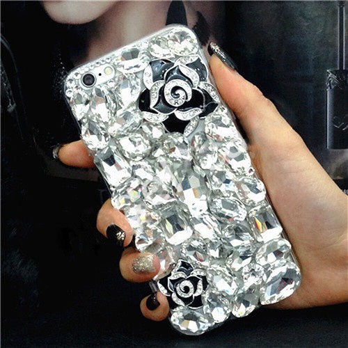 Handmade Luxury Bling Diamonds Rhinestone Crystal Jewelled Back Phone Case Cover - 第 6/17 張圖片