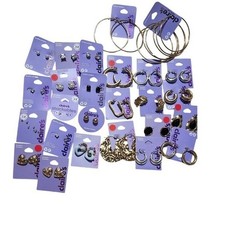 Claire's 30 Pairs Assorted Earrings Hoop Stud Drop Dangle Gold Silver Tone Lot