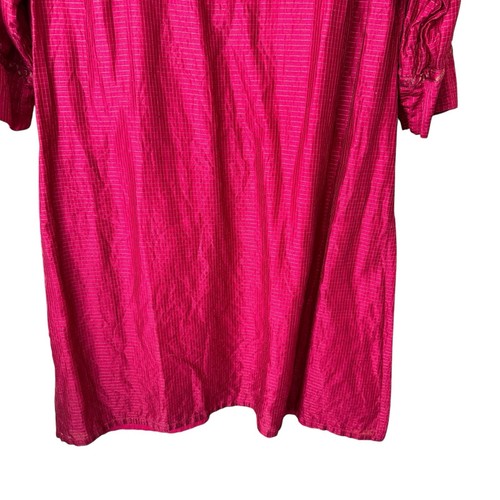 Fabindia Silk Blend Size XL Kurta Dress V-Neck Red w/ Gold Threads Side Slits - Picture 7 of 14