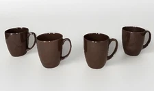 Set Of Four Corning Corelle Stoneware Beautiful Chocolate Brown Coffee/Tea  Mugs