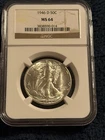 1946 D Liberty Walking Silver Half Dollar. NGC MS64