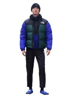 1996 Eco Nuptse Jacket Color Block Logo Embroidered Zipper Down Jacket