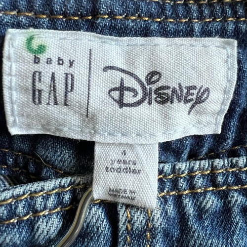 Baby GAP Disney Girls Denim Overalls 4 Years Blue Minnie Mouse Ruffle Raw Hem - Picture 9 of 10