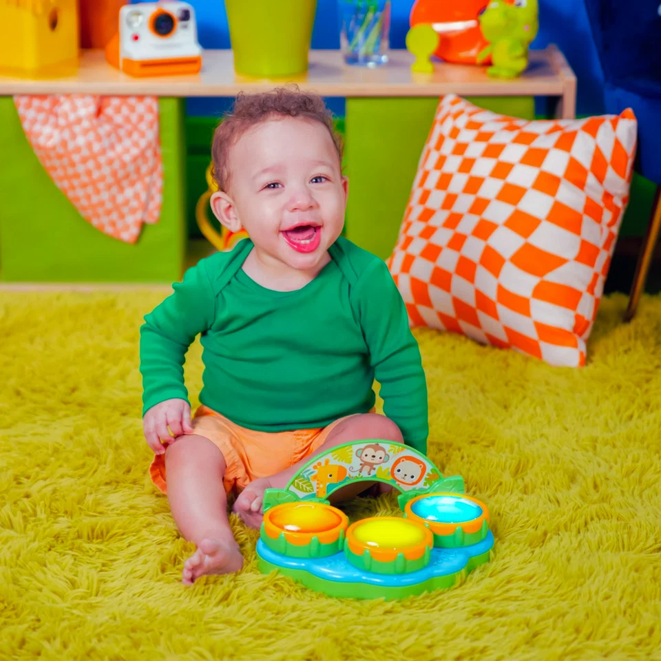 Juguete de tambor musical Bright Starts Safari Beats con luces bebé niño pequeño 3M+ Foto 3 de 4