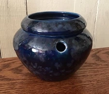 Vintage Ceramic African Violet Cobalt Blue Self Watering Planter Flower Pot