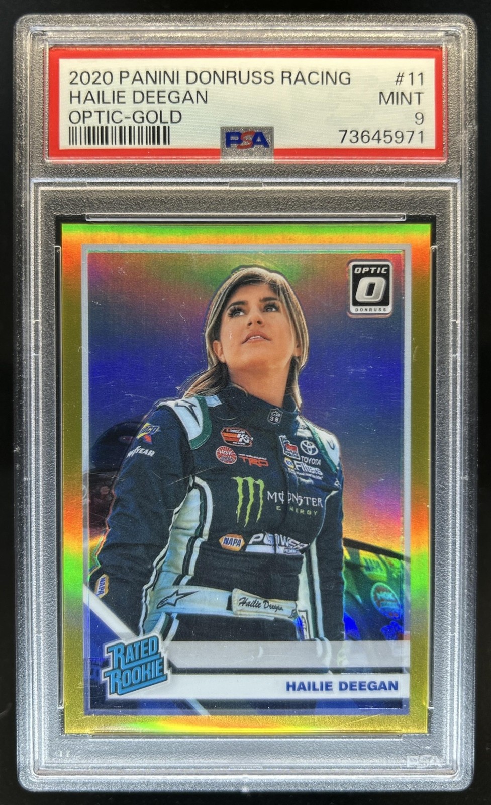 2020 Panini Donruss Hailie Deegan Optic Gold Rookie #/10 PSA 9 Rookie view 1