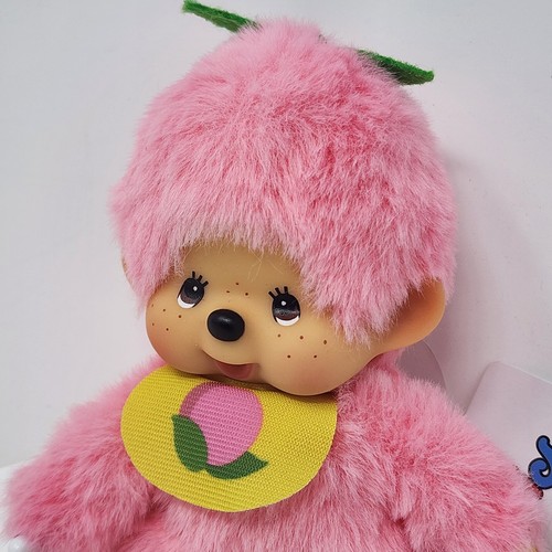Monchhichi Mascot Sekiguchi PEACH Fruit Colors Pink 5 inch Plush Doll NEW - Picture 2 of 8