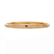 Harry Winston HW Logo Bangle Bracelet 18K Yellow Gold and Diamonds