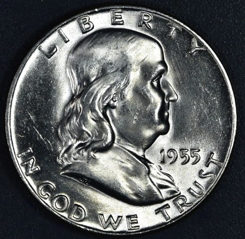 1955 50C FRANKLIN SILVER HALF DOLLAR KM# 199 Grade: Choice/Gem BU A6244