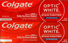 2 Colgate Optic White Anticavity Stain Fighter Toothpaste with Fluoride, 4.2 oz