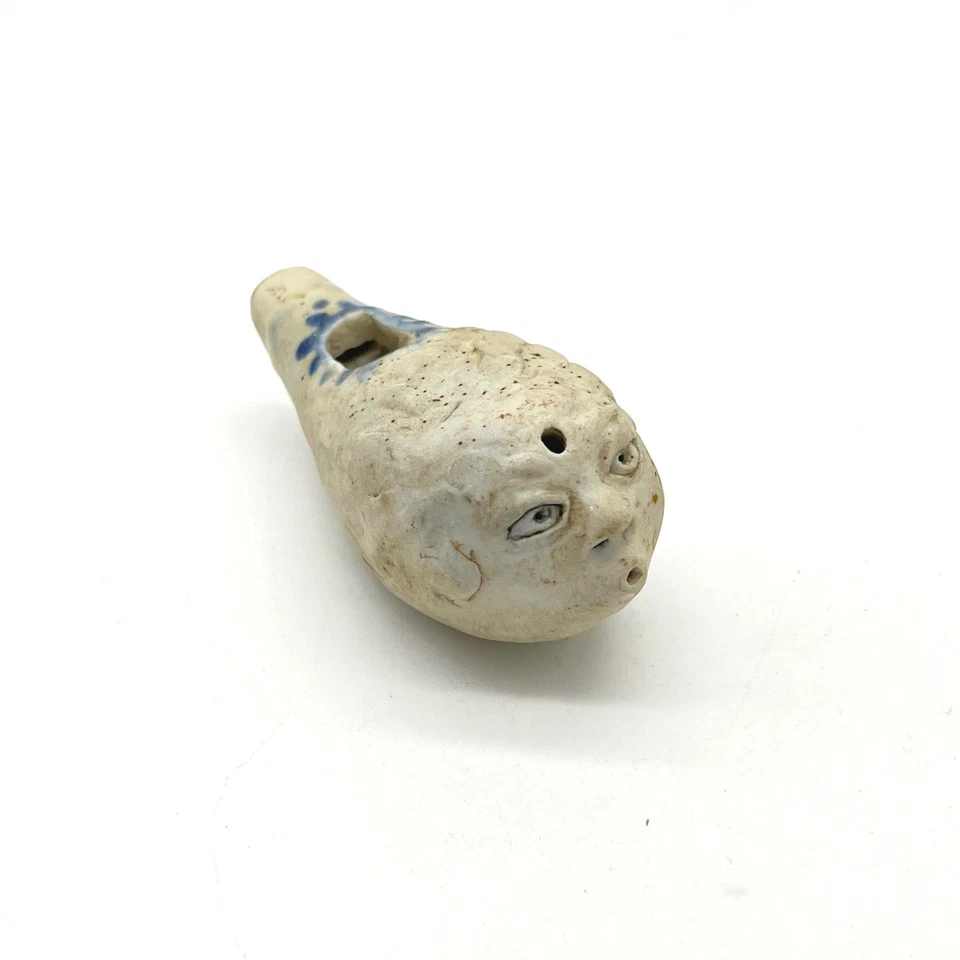 Estatuilla cara cerámica hecha a mano arte popular silbato pájaro carina de cerámica vintage Foto 2 de 4