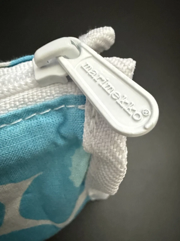 Винтажный MARIMEKKO косметичка маленький тканевый мешочек UNIKKO светло-синий РЕДКАЯ Финляндия - Изображение 3 из 4