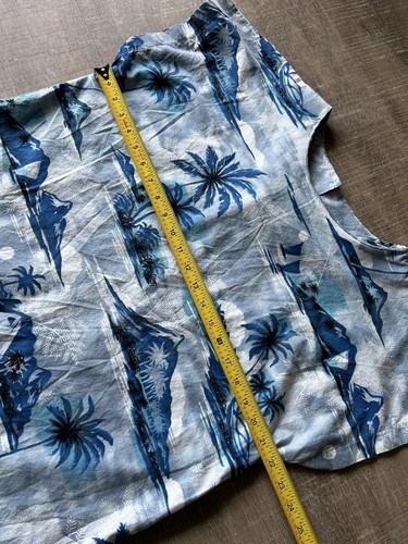 Vestido midi Hilo Hattie blanco palmera volantes dobladillo vintage para mujer XL EE. UU. HAWAII - Imagen 11 de 15
