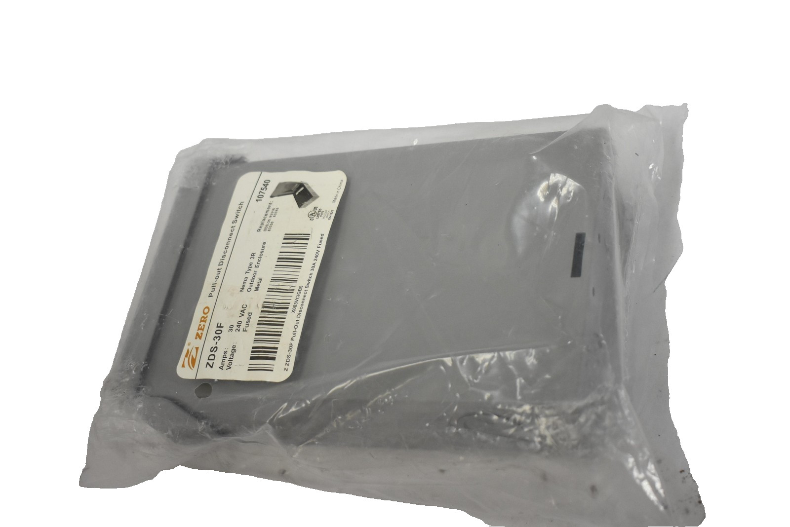 Zero ZDS-30F Pull-Out Disconnect Switch 30A 240V Fused NEMA Type 3R Outdoor UL