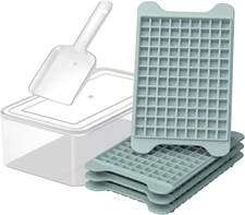 Mini Ice Cube Tray for Freezer: GGUW Nugget Ice Cube Tray with Bin - Crushed Ice