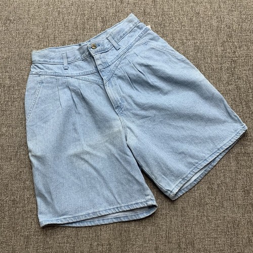 Vintage 80's Chic High Waist Denim Shorts Size 14 USA Pleated Mom Jeans