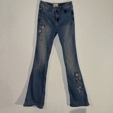 Abercrombie Kids Flare Embroidered Jeans Girls Teens Size 15/16 Tall Long Y2K
