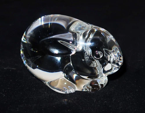 Steuben Glass RABBIT Signed LE 620/1300 Hand Cooler Paperweight w/ Pouch, 2 3/4"
