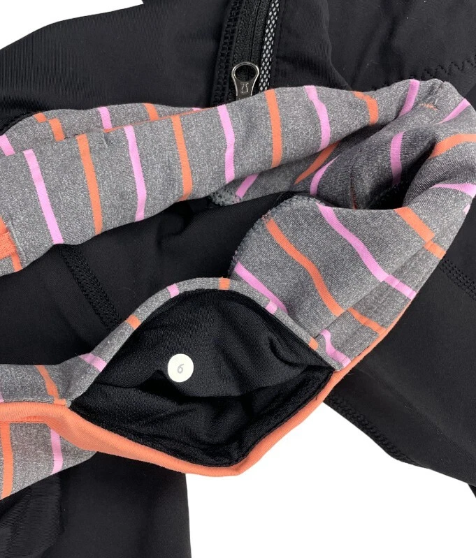 lululemon zip pockets orange stretch athletic leggings