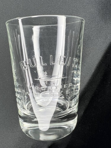 Bulleit Frontier Whiskey Drinking Rocks Glass 4” Clear Logo Alcohol Cocktail NEW - Picture 8 of 17