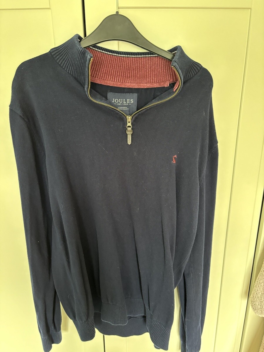 Joules Blue Quarter Zip Knit Jumper Men's Medium UK