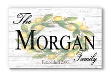 Customized Lemon Wreath Rustic Wooden Wall Art Family Décor for Mothers Day