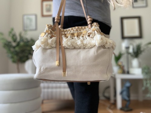 NWT TORY BURCH RARE CAROLINE EMBELLISHED TOTE - Picture 2 of 11