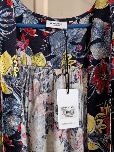 Jeanswest Jacket M/L Blue Floral Kimono BNWT - Picture 2 of 9