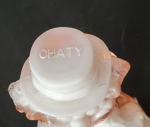 MOSSER GLASS PINK & WHITE SLAG Clown Chatty MINIATURE FIGURINE - Picture 11 of 12