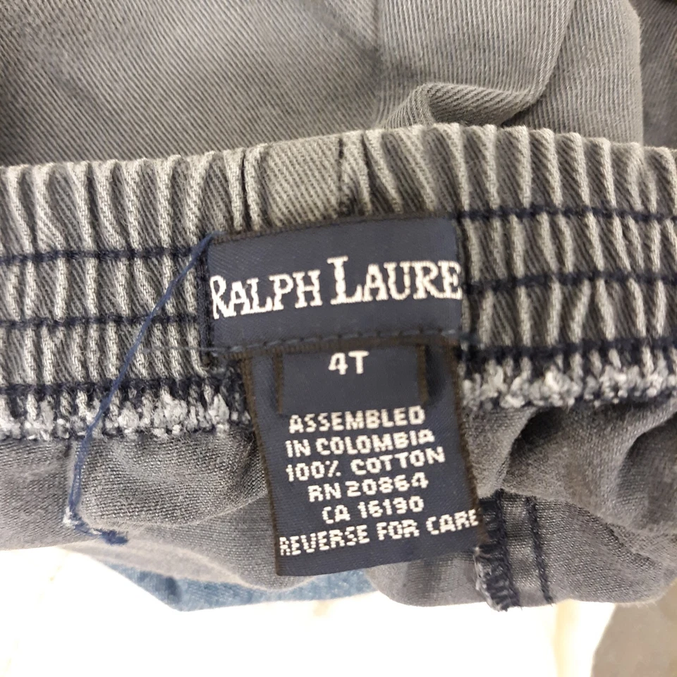 Niñas Ralph Lauren Falda-Talla 4T-Azul-Corto Frente Abierto Gris 100% Algodón  Foto 2 de 4